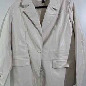 Forever 21 Cream Faux Leather Blazer